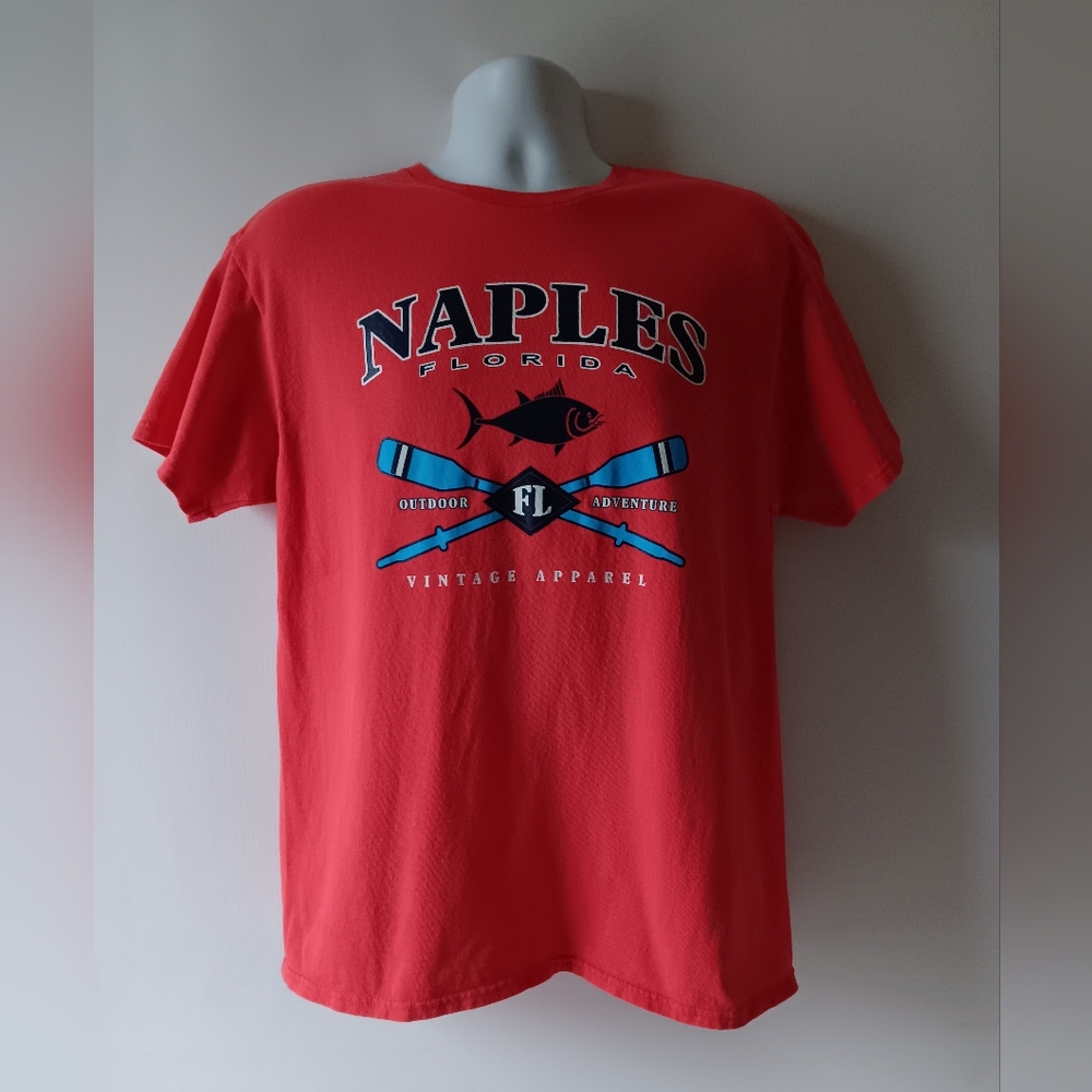 Alvins Island Naples Florida men's red short-sleeve graphic t-shirt size L
